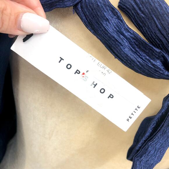 TOPSHOP Open Back Midi Dress Size 10 Midnight Blue Premium Textured Jacquard NWT - Picture 8 of 10